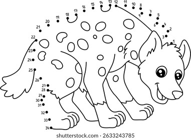 Dot to Dot Hyena Animal Isolated Coloring Page 