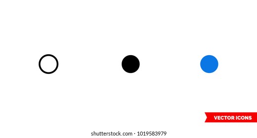 Dot icon of 3 types: color, black and white, outline. Isolated vector sign symbol.