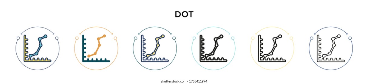 Dot icon in filled, thin line, outline and stroke style. Vector illustration of two colored and black dot vector icons designs can be used for mobile, ui, web