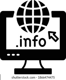 dot info generic top level domain concept, gtld vectory glyph icon design, Domain for information Website Sign, Cloud computing and Internet hosting services Symbol on White background