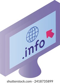 dot info top level domain isometric Concept, gtld vector color icon design, Domain for information Website Sign, Cloud computing and Internet hosting services Symbol, World Wide Web Stock Illustration