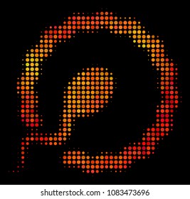 Dot insemination icon. Bright pictogram in hot color hues on a black background. Vector halftone mosaic of insemination pictogram composed of circle elements.