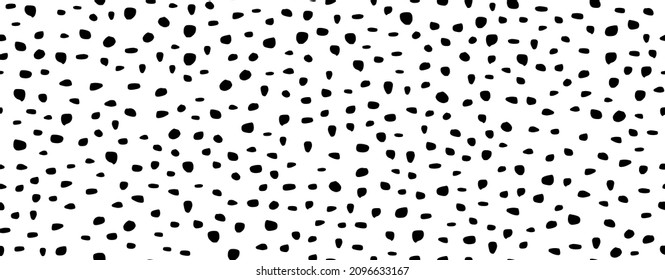 Stone Dot Fashion. Random Drop Circle. Schwarzer Stein-Hintergrund Nahtloser Big-Dot-Muster. Musterhanddesign. Nahtloser Blutkreislauf. Black Retro Polkadot Kobblestone. Schwarzer unregelmäßiger VektorSpaß.