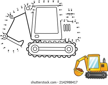 Dot to Dot Isolated Excavator Coloring Page 