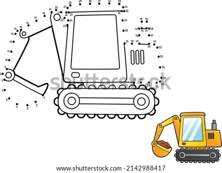 Dot to Dot Isolated Excavator Coloring Page 