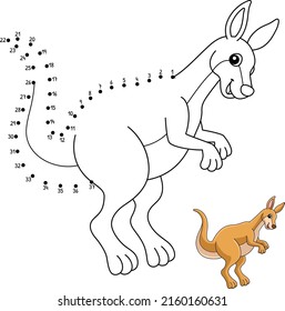 Página de Colores de Animales Dot to Dot Kangaroo para Niños