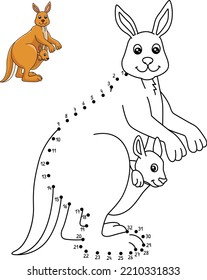 Dot to Dot Kangaroo Isolated Coloring Page 