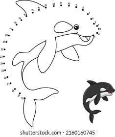 Dot to Dot Killer Whale Coloring Page for Kids