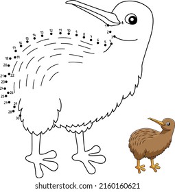 Dot to Dot Kiwi Animal Coloring Page for Kids