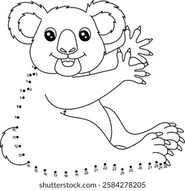 Dot to Dot Koala Animal Isolated Coloring Page