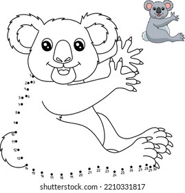 Dot to Dot Koala Isolated Coloring Page for Kids