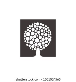 Dot Leaf Tree Logo. Nature Symbol. Vector Icon.
