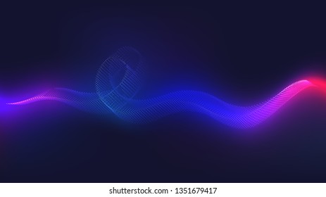 Dot light spiral sound wave vector background