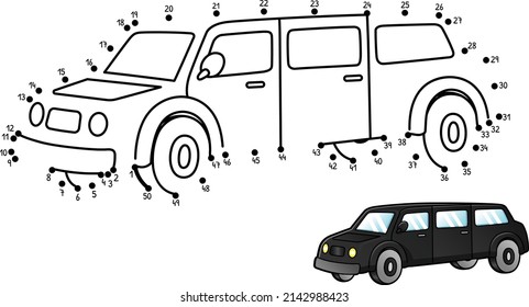 Dot to Dot Limo Isolated Coloring Page for Kids