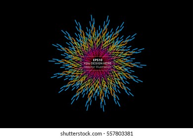 Dot and line consisting of radial abstract graphics.