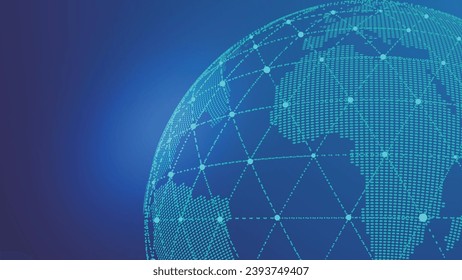 Dot line digital hollow digital earth, globalization international science and technology background.