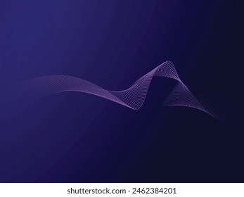 Dot line, futuristic style background. Flowing dots particles wave pattern 3D curve halftone. Technology vector concept.