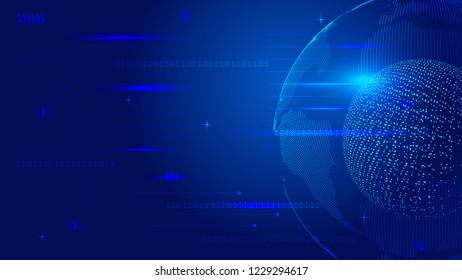 Dot line links, digital earth construction of the global technology network technology vector background