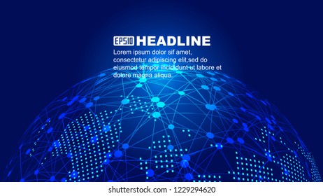 Dot line links, digital earth construction of the global technology network technology vector background