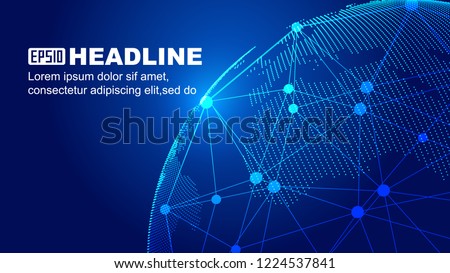 Dot line links, digital earth construction of the global technology network technology vector background