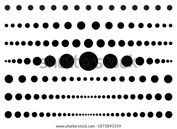 Dot line set. Dotted
divider collection. Vector circle lines patterns. Template simple
page border. Black graphic design element isolated on white
background. Eps 10.  