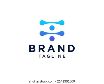 Dot Liquid Wave Logo. Connection Technology Symbol. Flat Vector Logo Design Template Element
