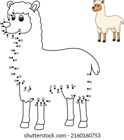 Dot to Dot Llama Coloring Page for Kids