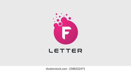 Dot logo, letter F dots logo design vector