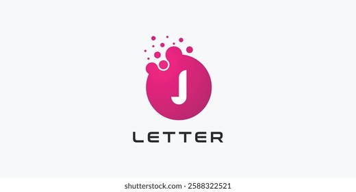 Dot logo, letter J dots logo design vector