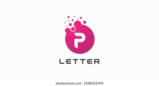 Dot logo, letter P dots logo design vector