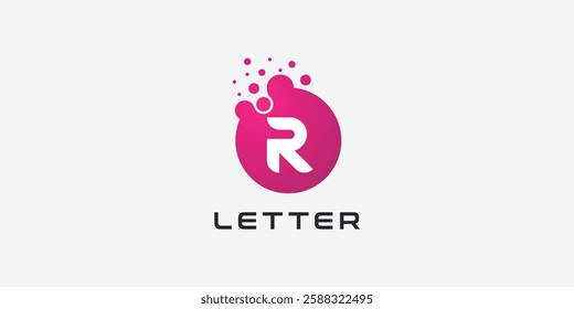 Dot logo, letter R dots logo design vector