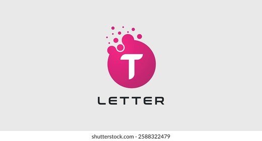 Dot logo, letter T dots logo design vector