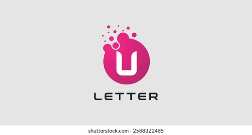 Dot logo, letter U dots logo design vector