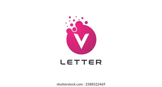 Dot logo, letter V dots logo design vector