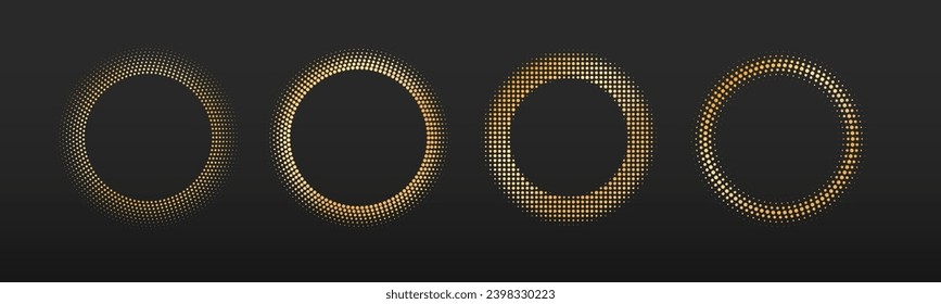 Dot luxury frame vector design. Circle gold half tone border vector design