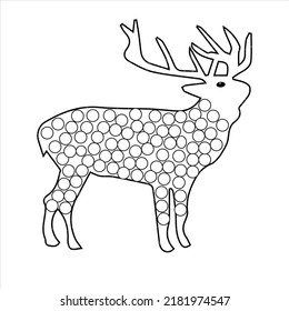 Dot maker activity For kids .Children activity coloring page ,deer activity  dot maker for kids 