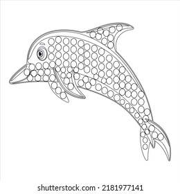 Dot maker activity For kids .Children activity coloring page. dolphin dot maker activity for kids 