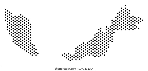 Dot Malaysia map. Vector geographical scheme. Cartographic concept of Malaysia map created with sphere elements.