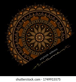 Dot mandala for acrylic painting. Spot painting point to point. Abstract design of mandala in dot paint style. Aboriginal australian ethnic round ornament.
