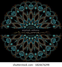 Dot mandala for acrylic painting. Spot painting point to point. Abstract design of mandala in dot paint style. Aboriginal australian ethnic round ornament.
