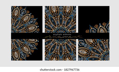 Dot mandala for acrylic painting. Spot painting point to point. Abstract design of mandala in dot paint style. Aboriginal australian ethnic round ornament.