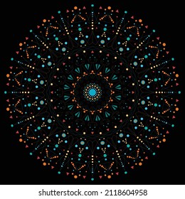 Dot mandala for acrylic painting. Spot painting point to point. Abstract design of mandala in dot paint style. Aboriginal australian ethnic round ornament.