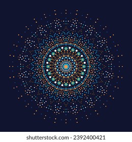 Dot mandala for acrylic painting. Spot painting point to point. Abstract design of mandala in dot paint style. Aboriginal australian ethnic round ornament.