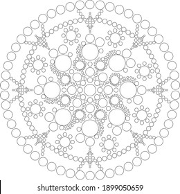 Dot mandala. Scheme for drawing madala with dots. Patterns for relaxation and meditation. 