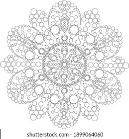 Dot mandala. Esquema para dibujar madala con puntos. Patrones de relajación y meditación. 