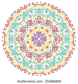Dot Mandala. Vector Ethnic Oriental Circle Ornament. 