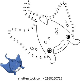 Dot to Dot Manta Ray Coloring Page for Kids