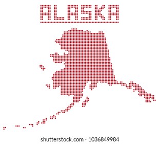A dot map of Alaska state isolated on a white background