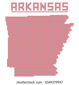 A dot map of Arkansas state isolated on a white background