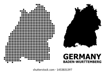 Dot map of Baden-Wurttemberg State composition and solid illustration. Vector map of Baden-Wurttemberg State composition of sphere items on a white background.